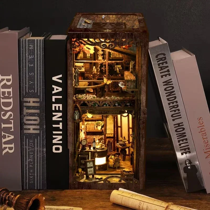 Serenity Coffee House Bookshel - огляд і ціна Diy Wooden Book Nook Kit Shelf Insert